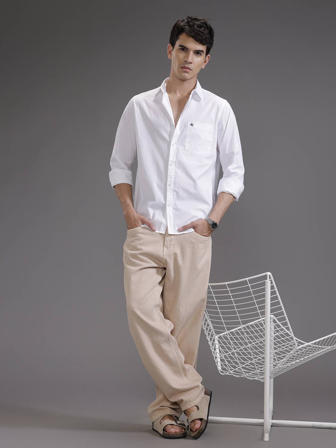 WROGN Men Solid Casual White Shirt - Image 2