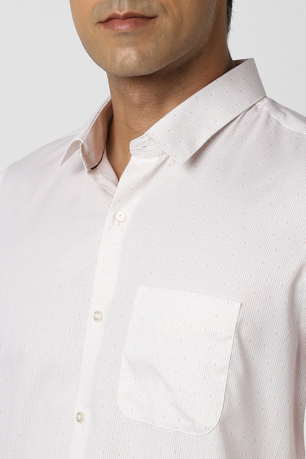 Image of PETER ENGLAND Men Striped Formal Cream Shirt