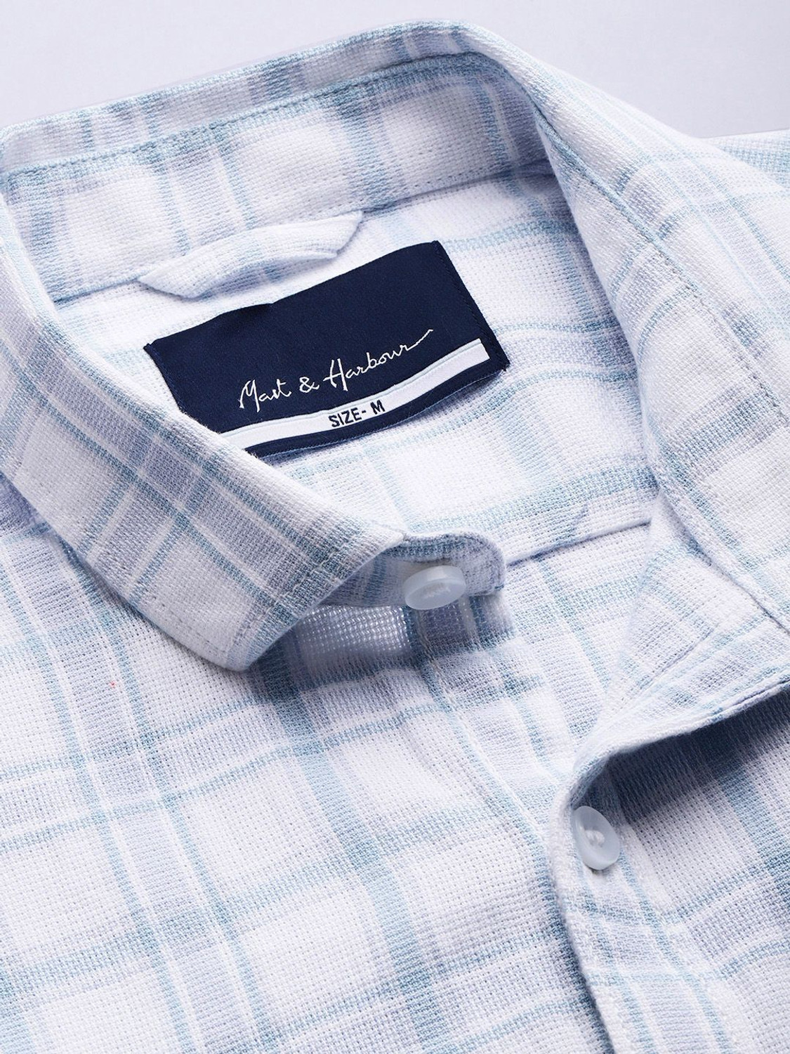 Image of Mast & Harbour Men Checkered Casual White Shirt