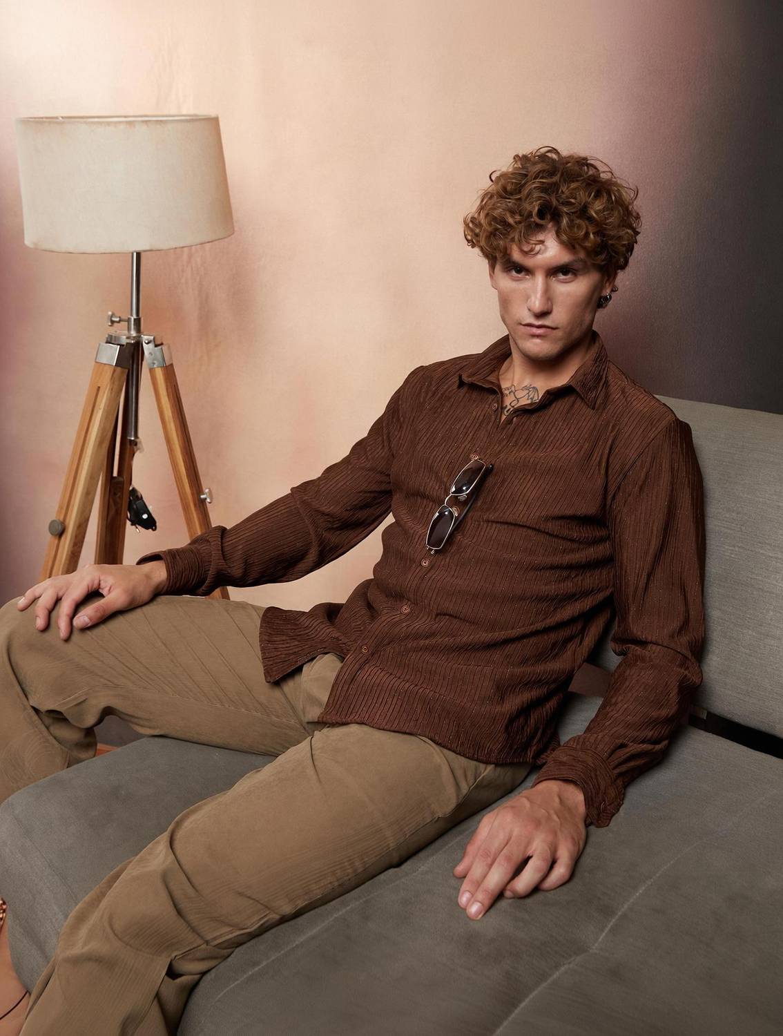 CAHOOT Men Solid Casual Brown Shirt