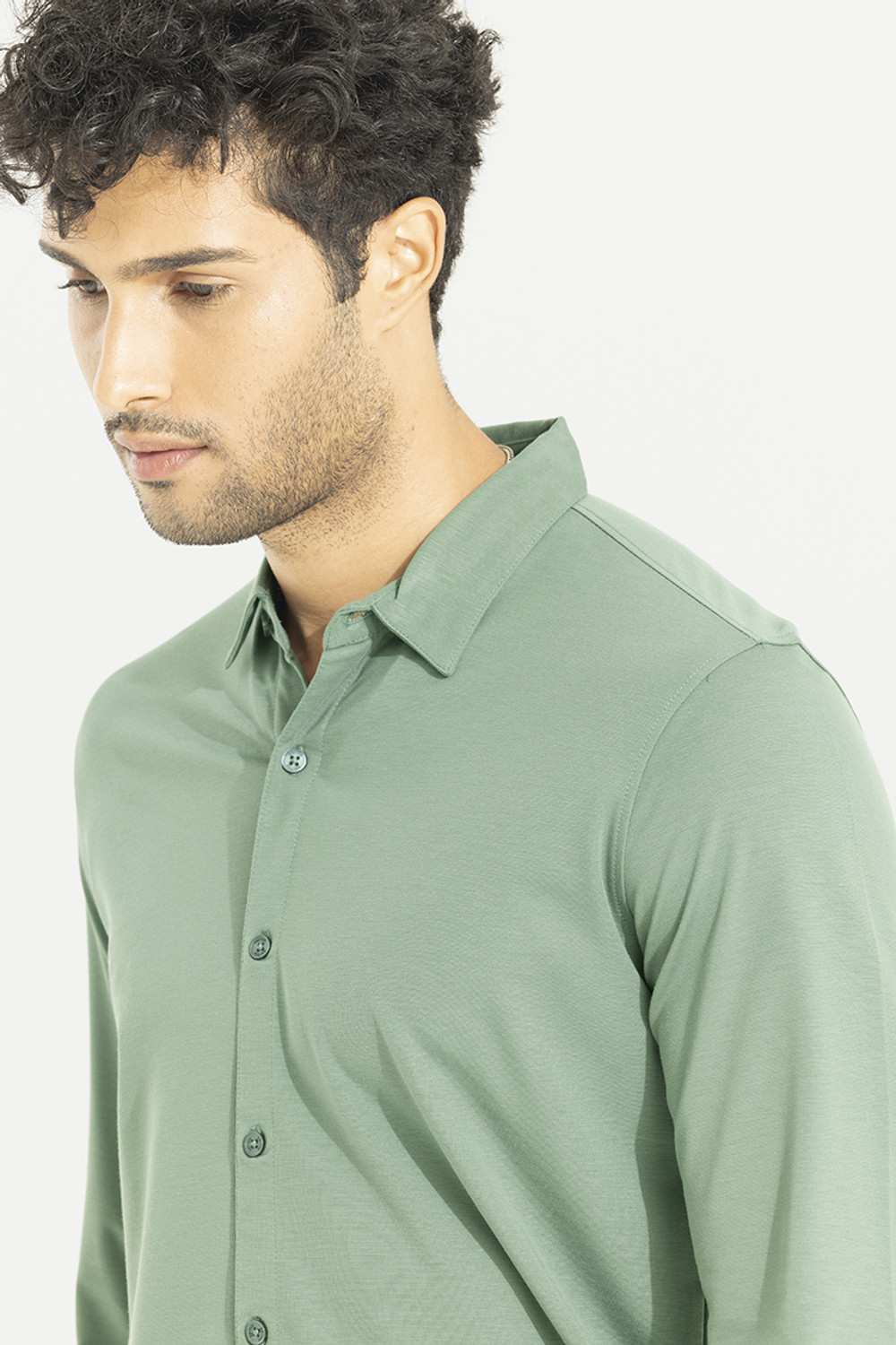 Image of Snitch Men Solid Casual Green Shirt