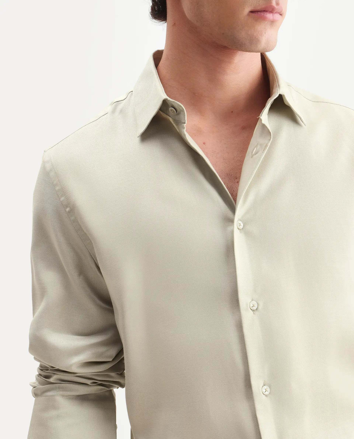 Image of RARE RABBIT Men Solid Casual Beige Shirt
