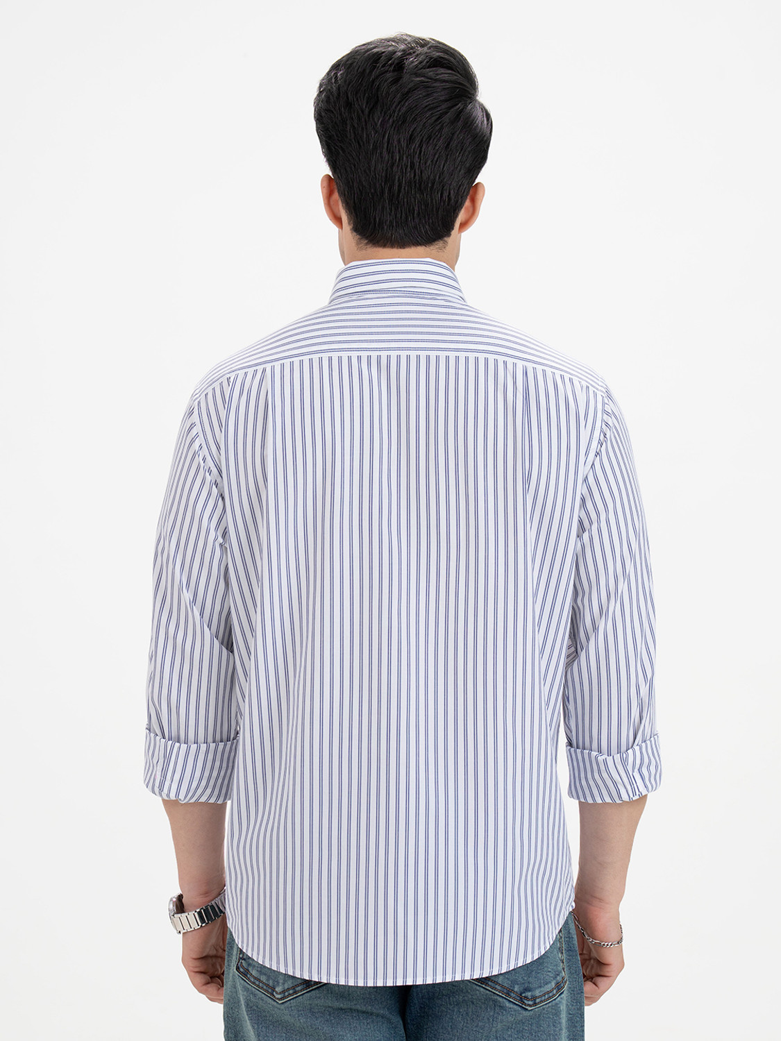 Image of RED TAPE Men Relaxed Fit Striped Button Down Collar Casual Shirt