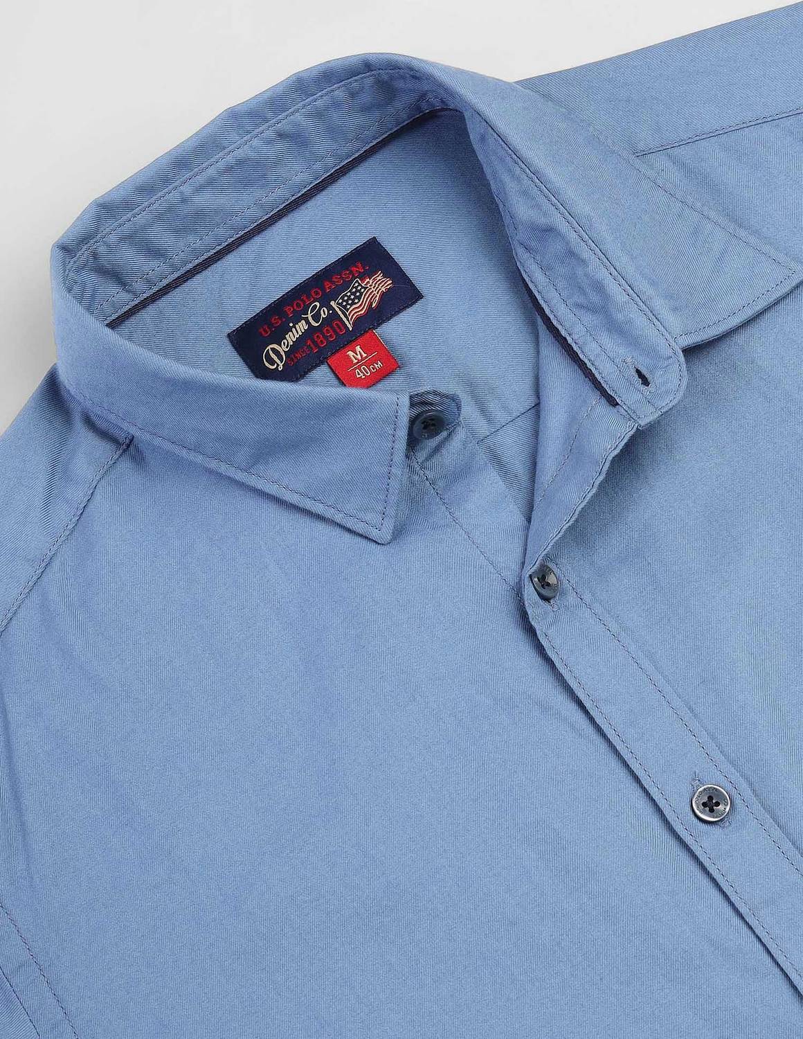 U.S. POLO ASSN. Men Solid Casual Blue Shirt - Image 2