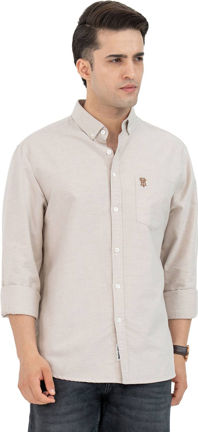 RED TAPE Men Solid Casual Khaki Shirt