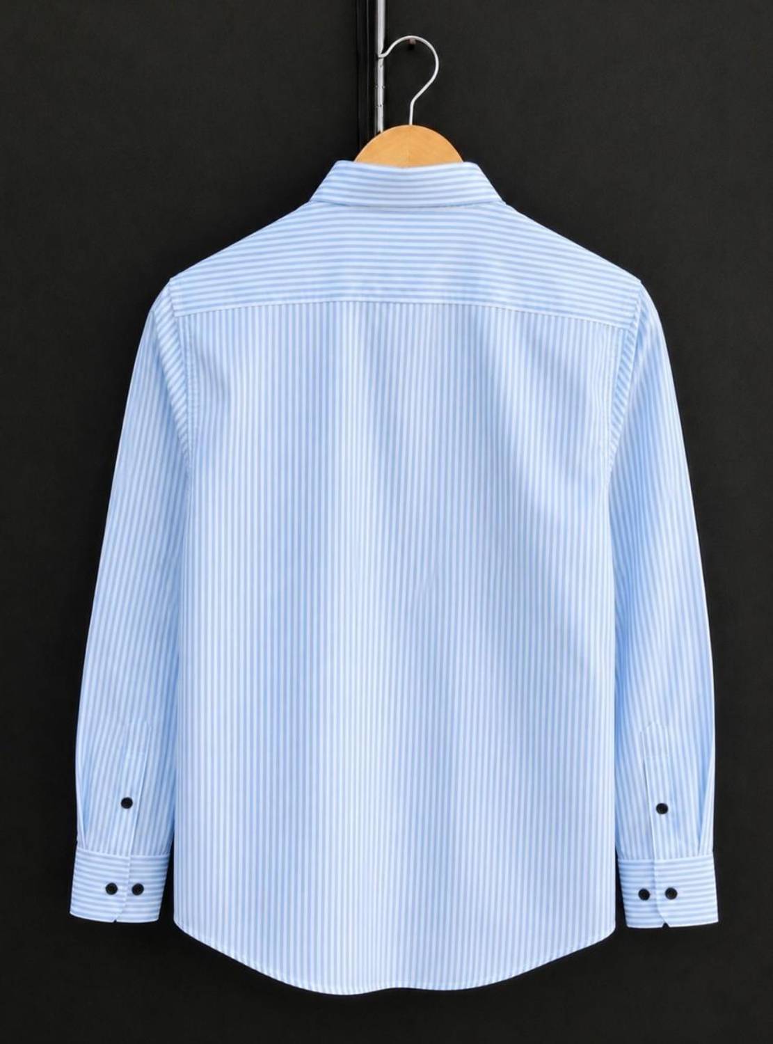 JACKBELLA Men Striped Light Blue, White Shirt - Image 2
