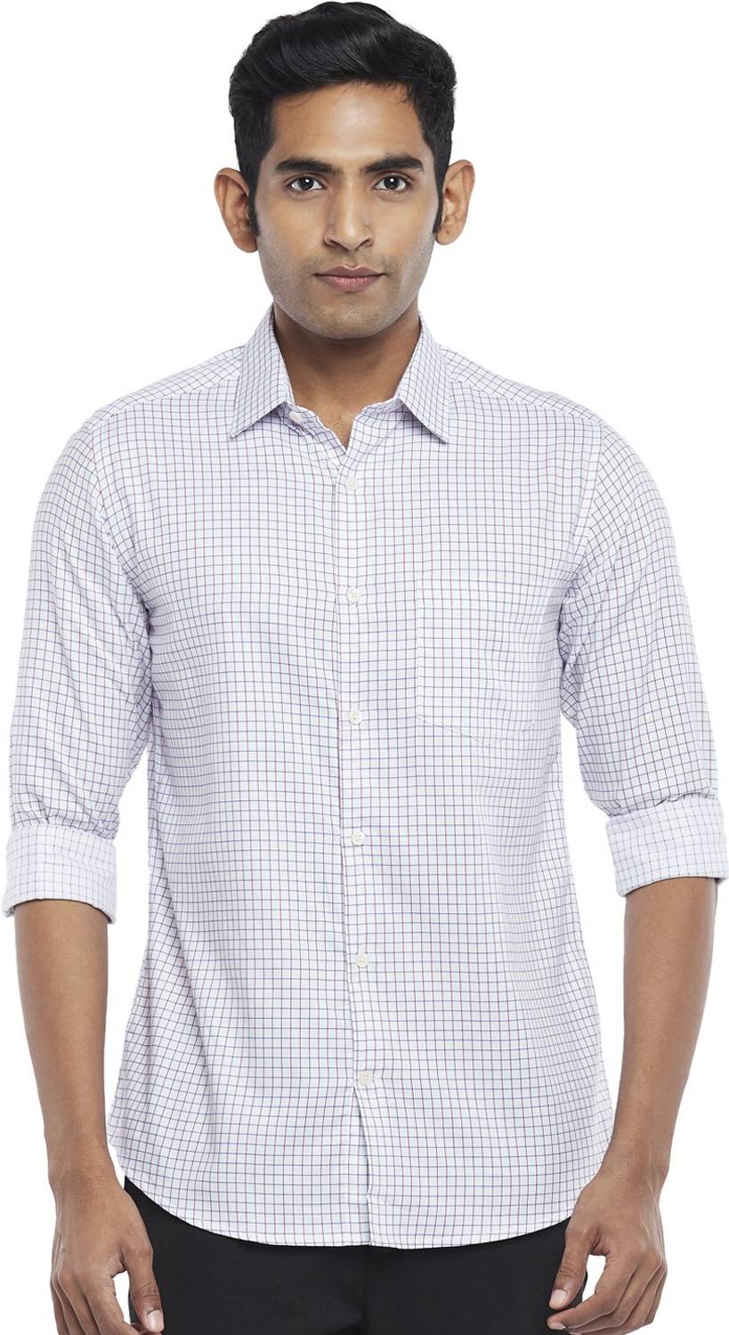Byford by Pantaloons Men Checkered Casual White Shirt