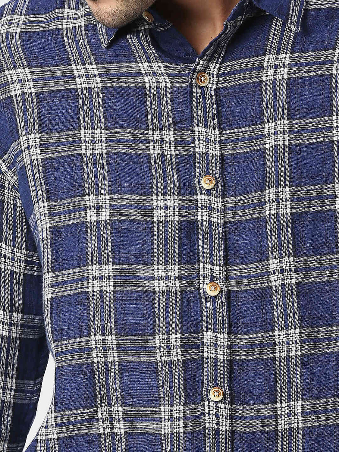 Image of Pepe Jeans Men Checkered Casual Blue Shirt