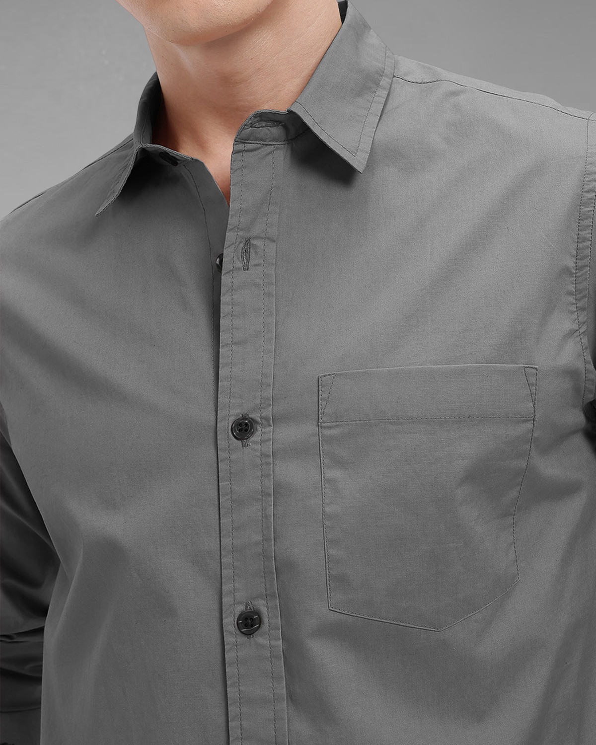 Image of METRONAUT Men Solid Formal Grey Shirt