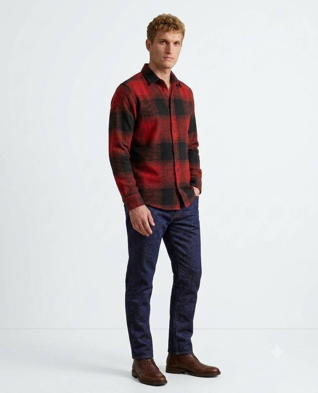 DIMMY Men Checkered Casual Red Shirt - Image 4