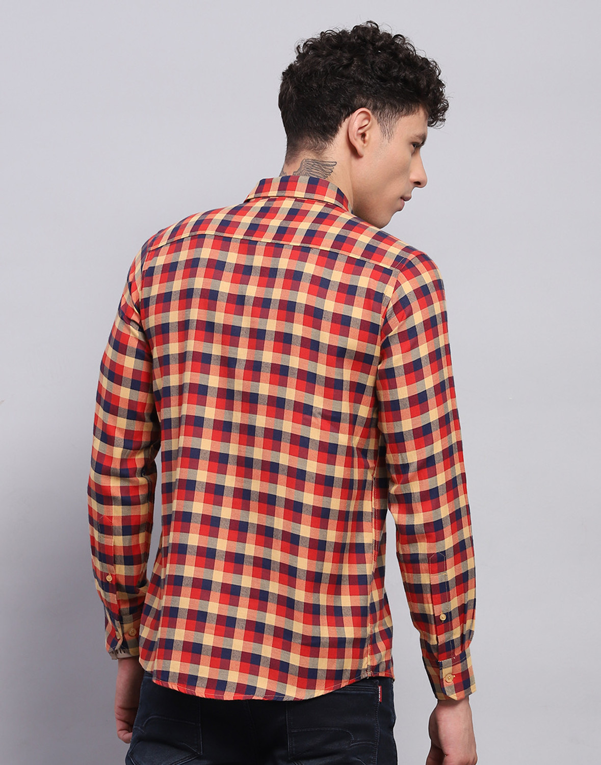 Image of MONTE CARLO Men Checkered Casual Red Shirt