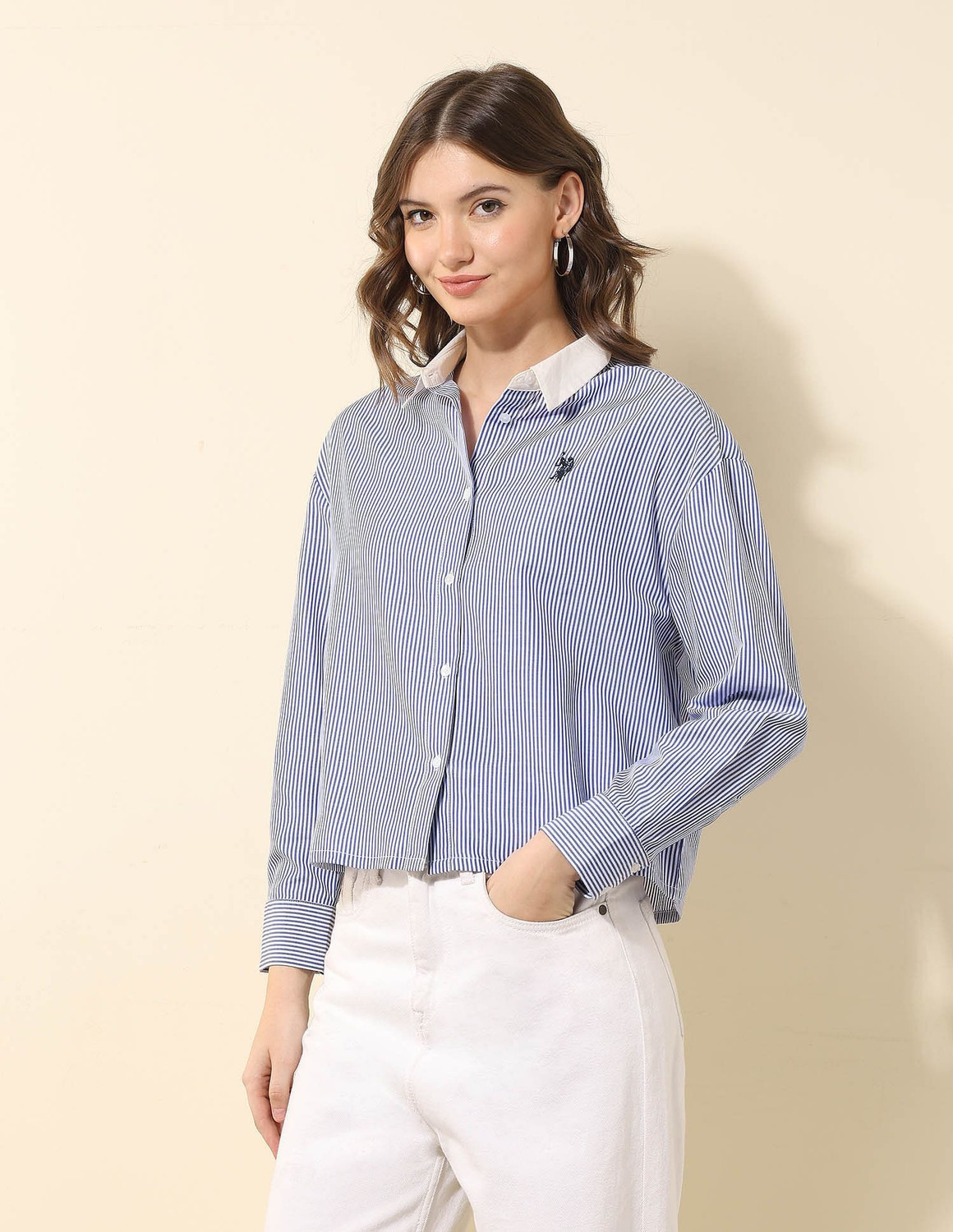 Image of U.S. POLO ASSN. Women Striped Casual Multicolor Shirt