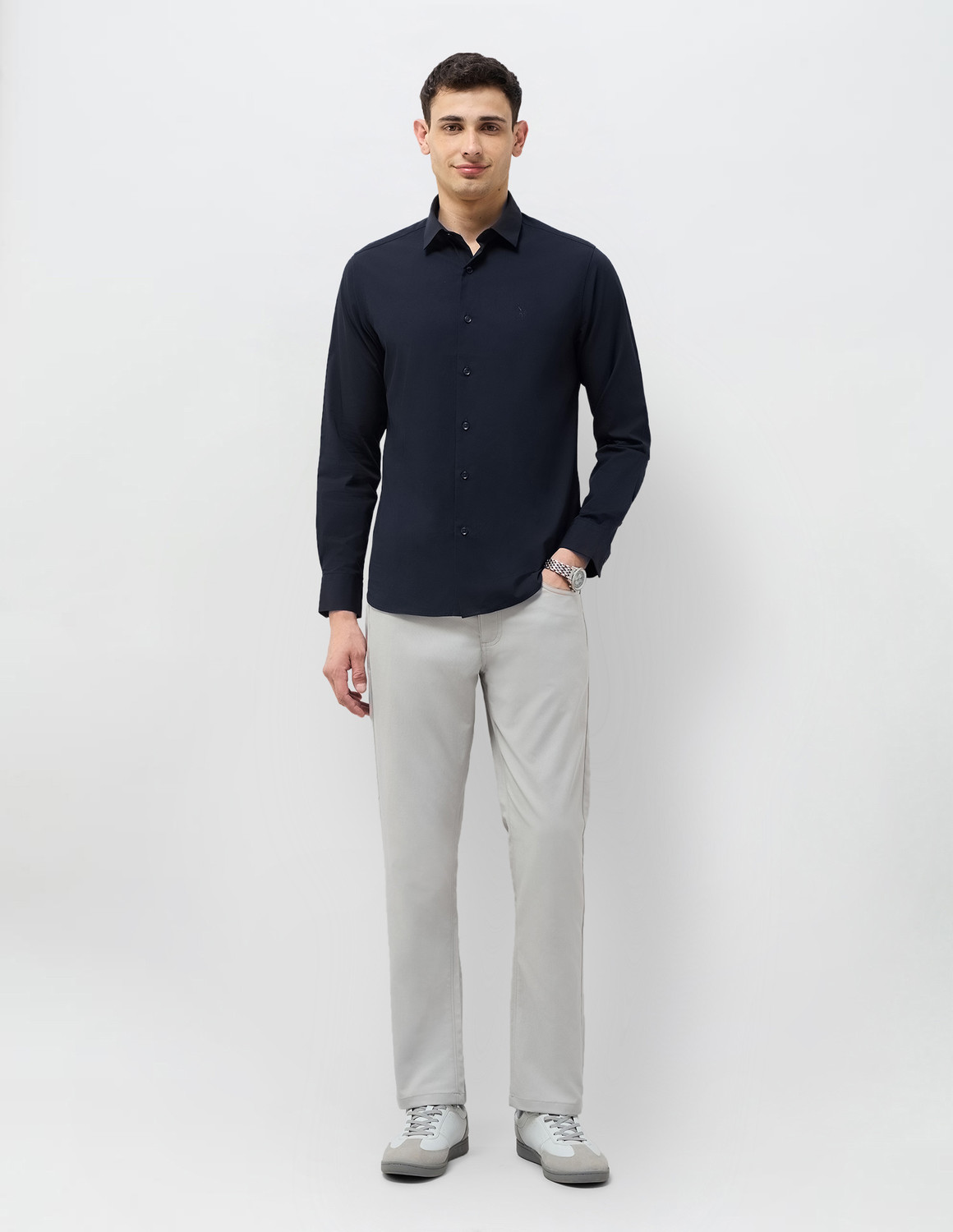 Image of U.S. POLO ASSN. Men Solid Casual Blue Shirt