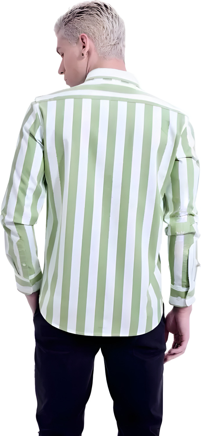 Image of SRGI Men Striped Casual Green Shirt