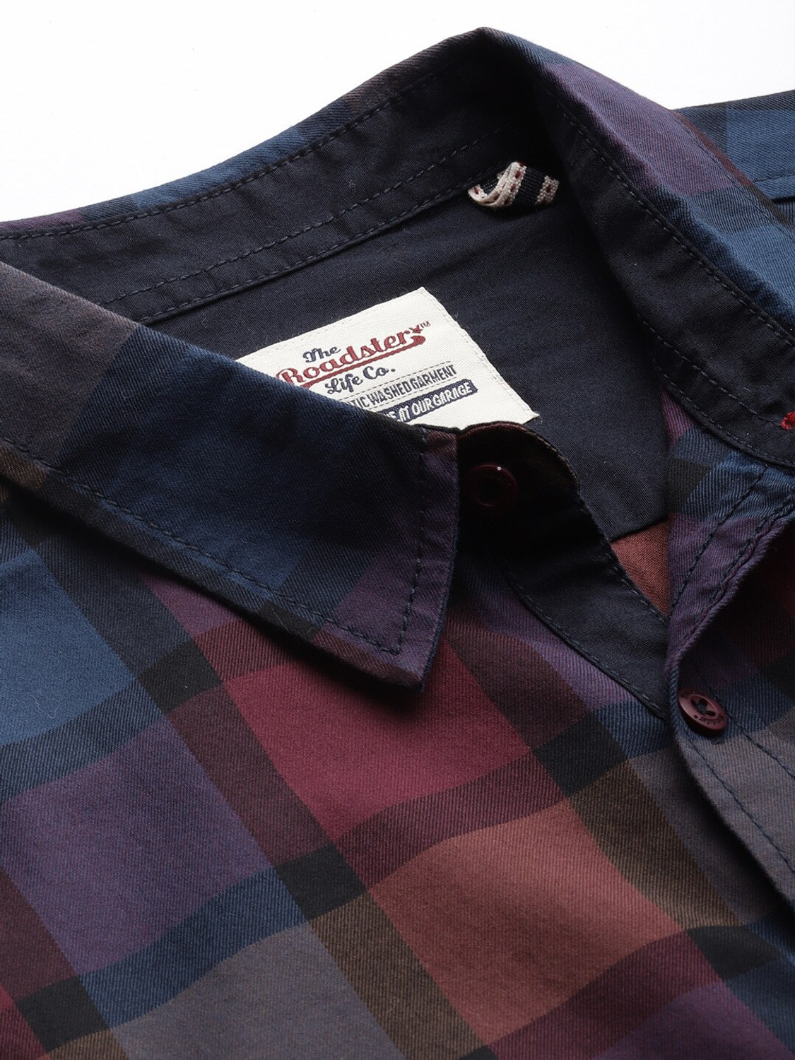 Image of Roadster Men Checkered Casual Maroon Shirt