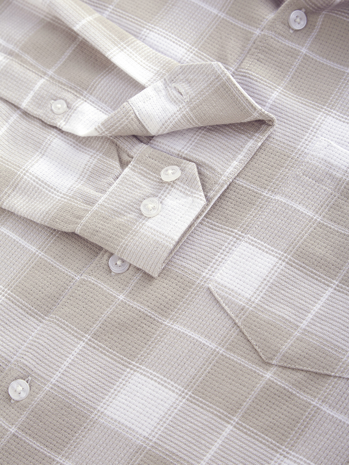 Image of VASTRADO Men Checkered Casual Beige Shirt