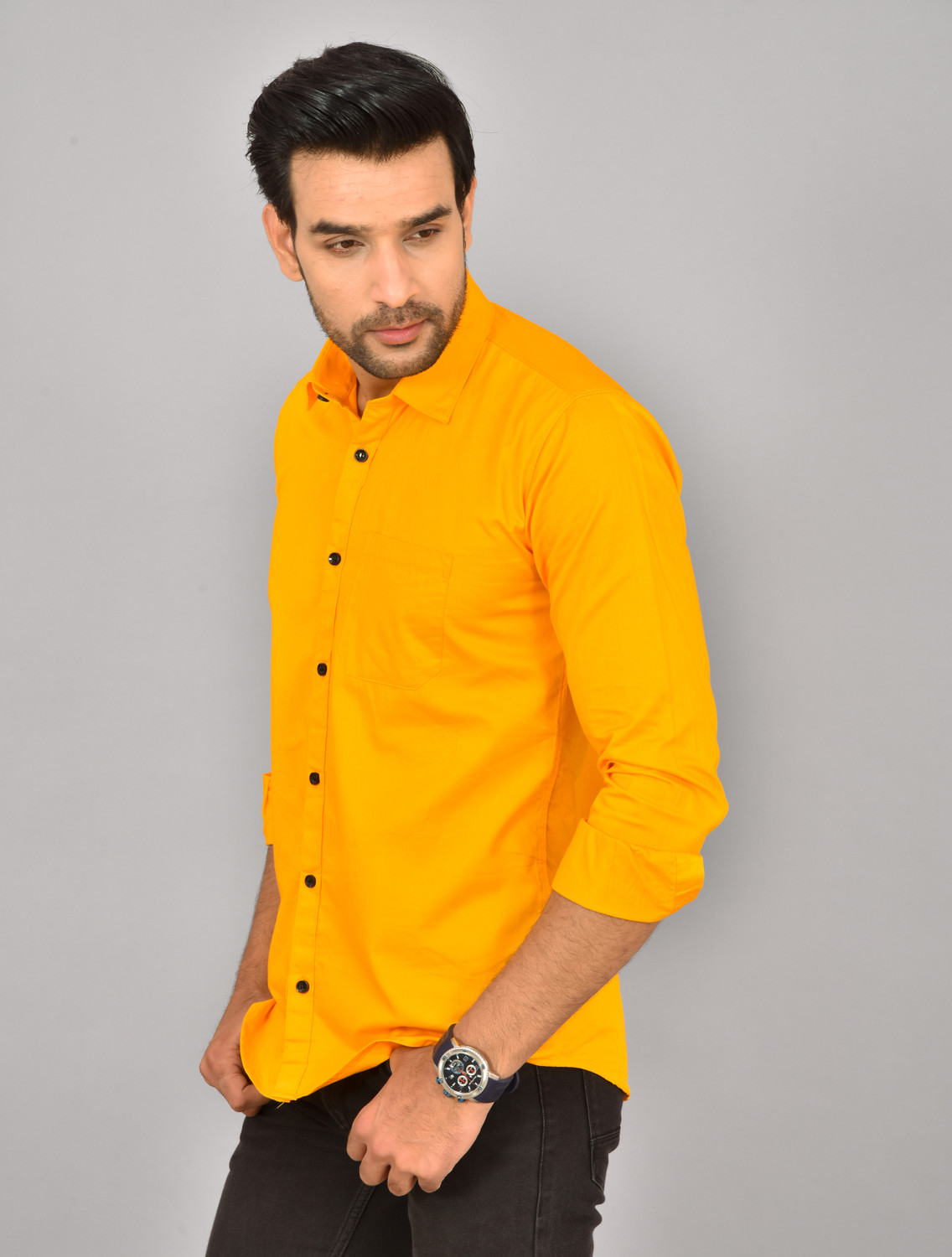Image of HEMS Men Solid Casual Multicolor Shirt