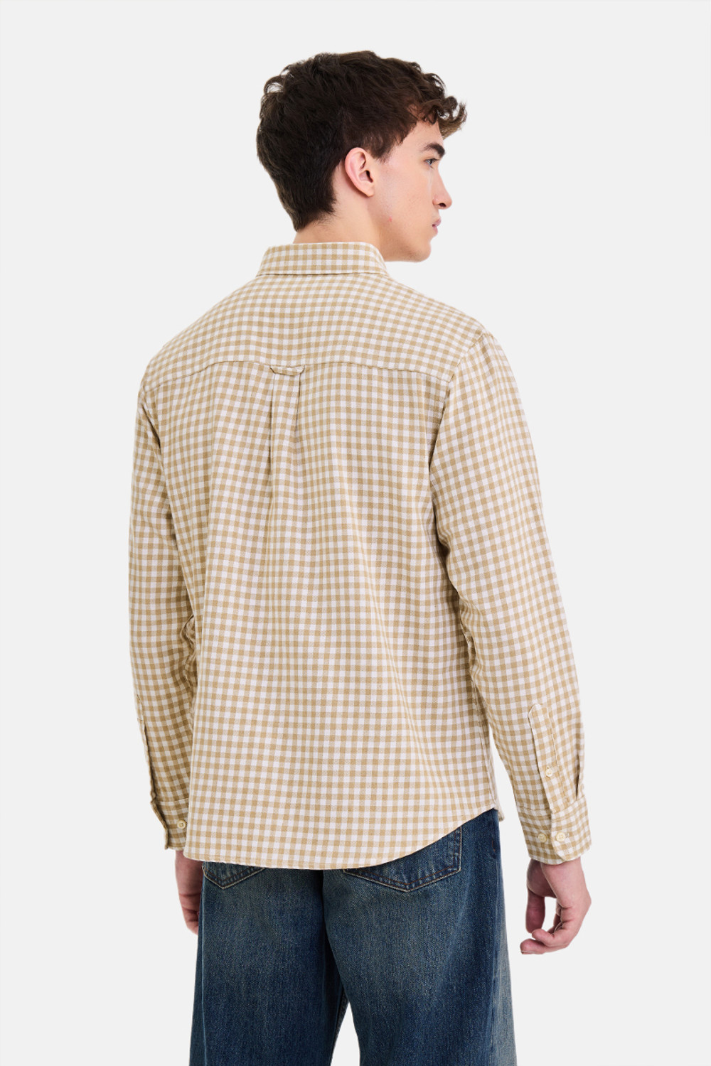 Image of Snitch Men Checkered Casual Beige Shirt