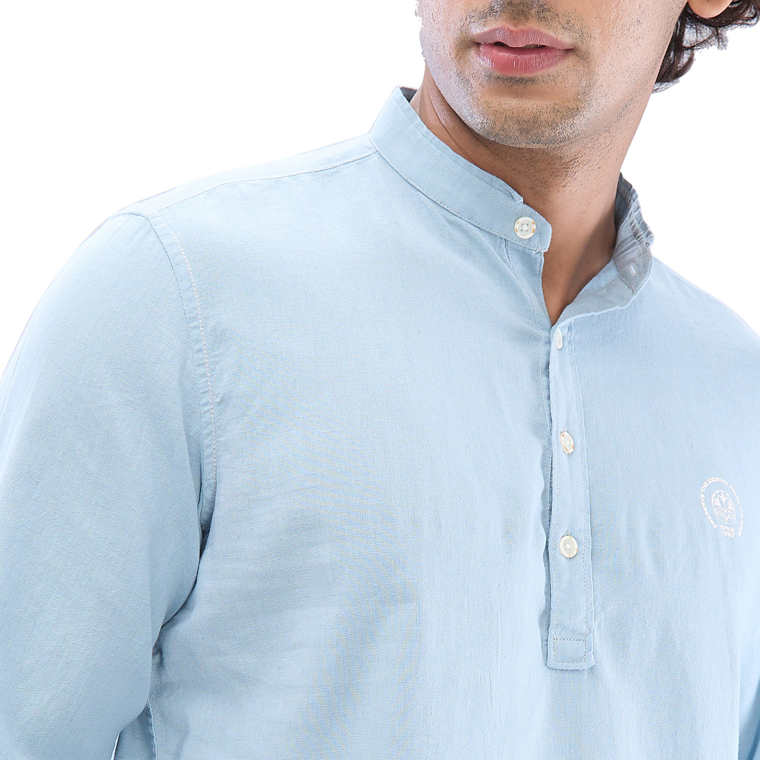 Image of Spykar Men Solid Casual Blue Shirt