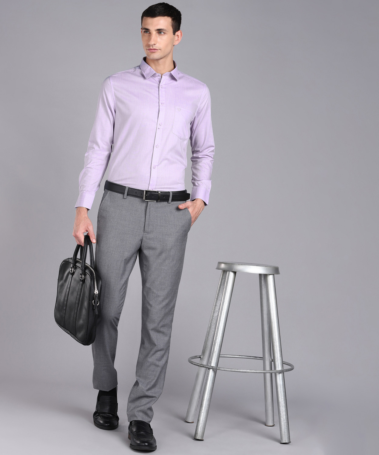 Image of SAM & JACK Men Self Design Formal Purple Shirt