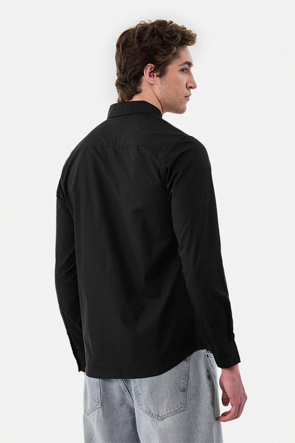 Image of Snitch Men Solid Casual Black Shirt
