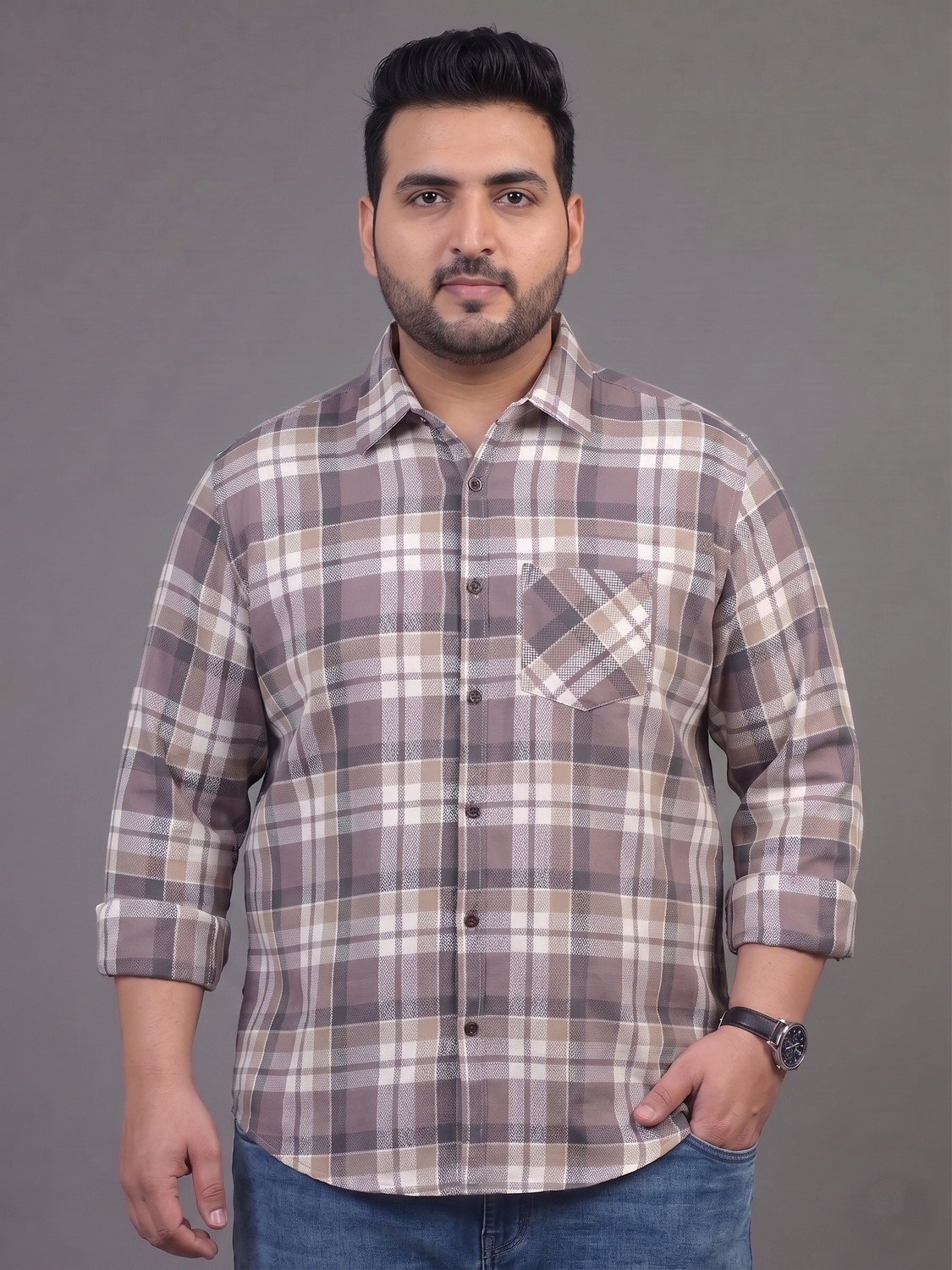 Image of YELLOWDASH Men Checkered Casual Multicolor Shirt