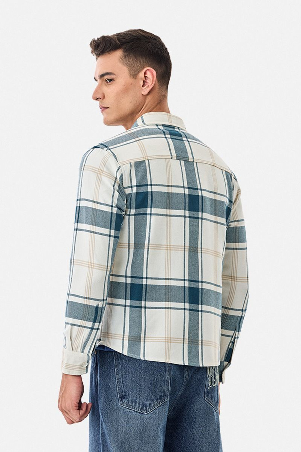 Image of Snitch Men Checkered Casual Blue Shirt