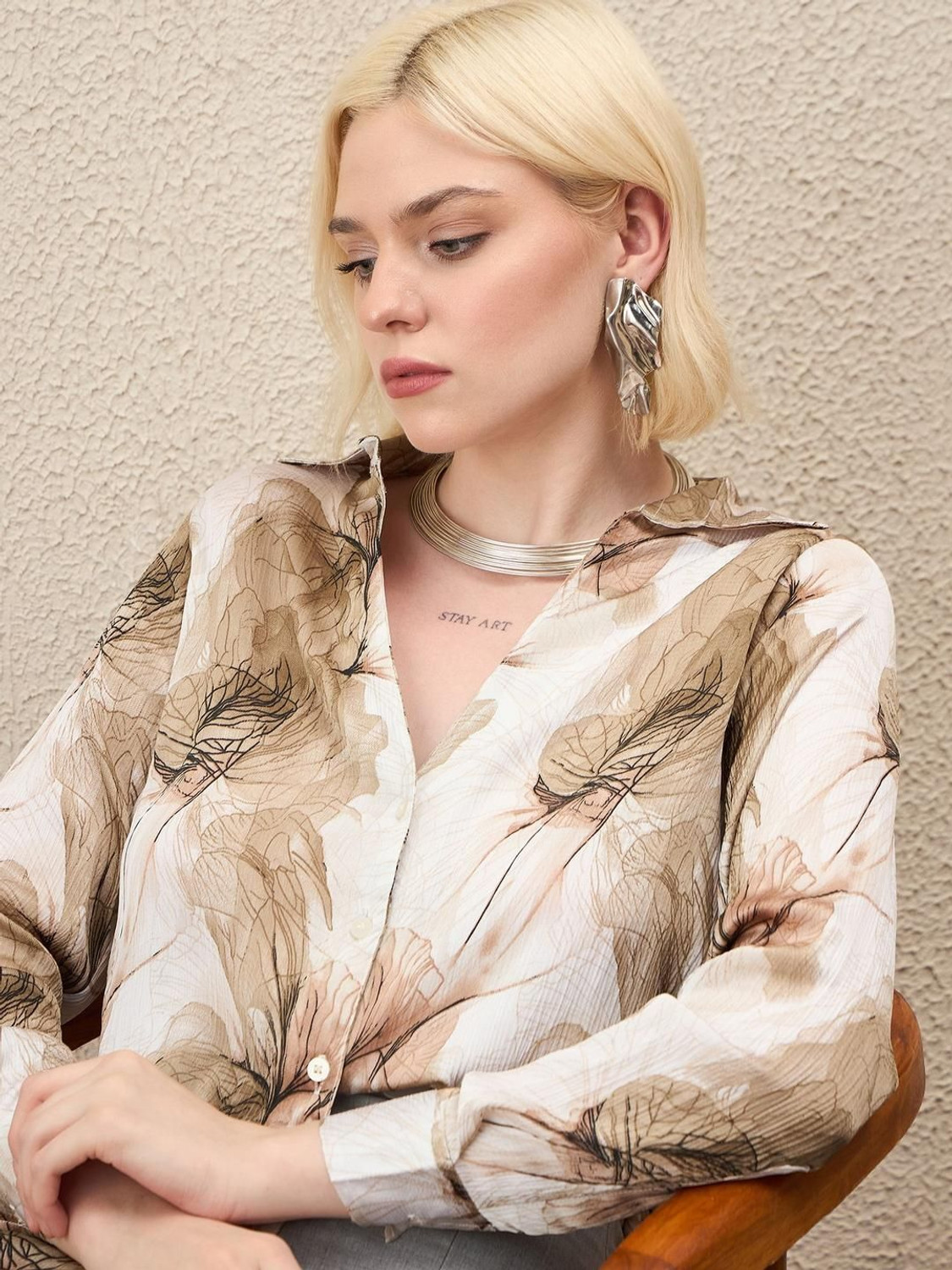 Image of Roadster Women Printed Party Brown Shirt