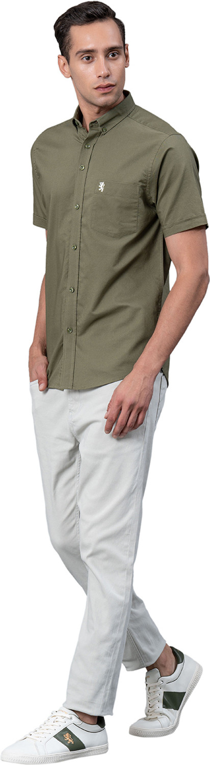 Image of RED TAPE Men Solid Casual Green Shirt