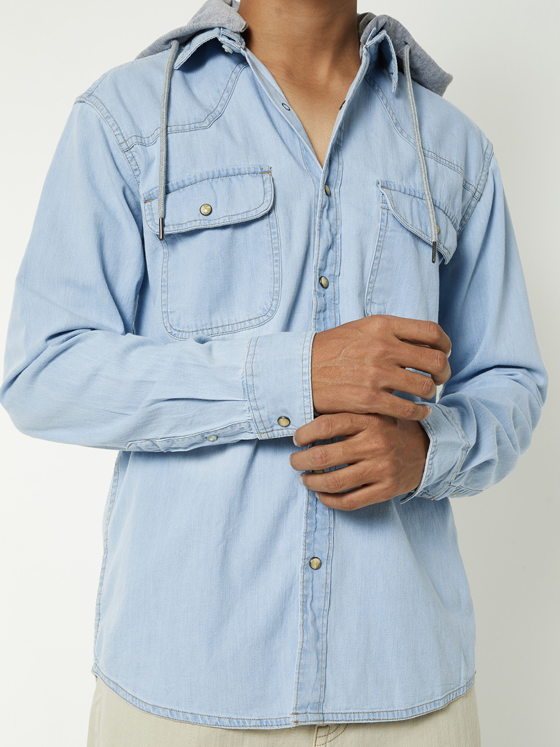 Image of MAX Men Solid Casual Blue Shirt