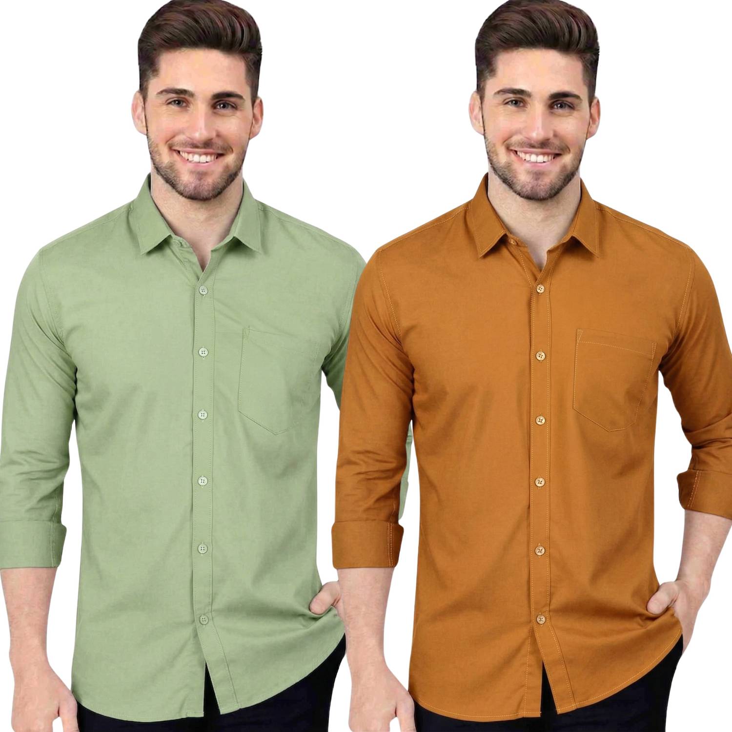 youth first Men Regular Fit Solid Spread Collar Casual Shirt (Pac