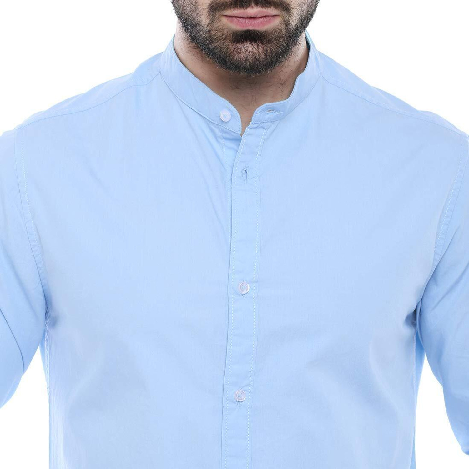 Image of METRONAUT Men Solid Casual Light Blue Shirt