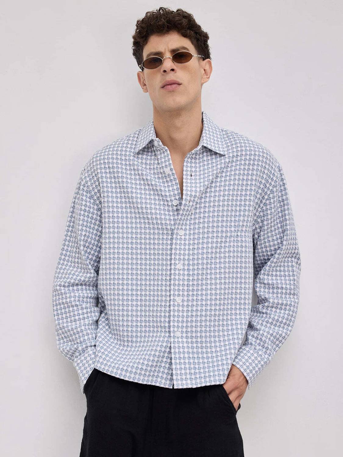 VASTRADO Men Blue Checkered Shirt - Image 2