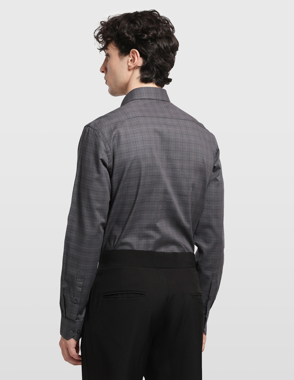 Image of ARROW Men Checkered Formal Grey Shirt