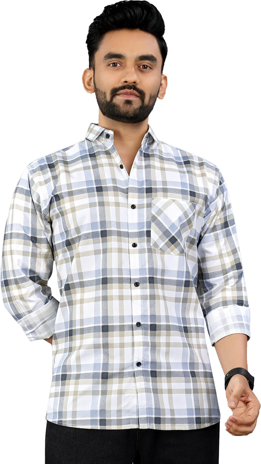 Image of METRONAUT Men Checkered Casual Multicolor Shirt