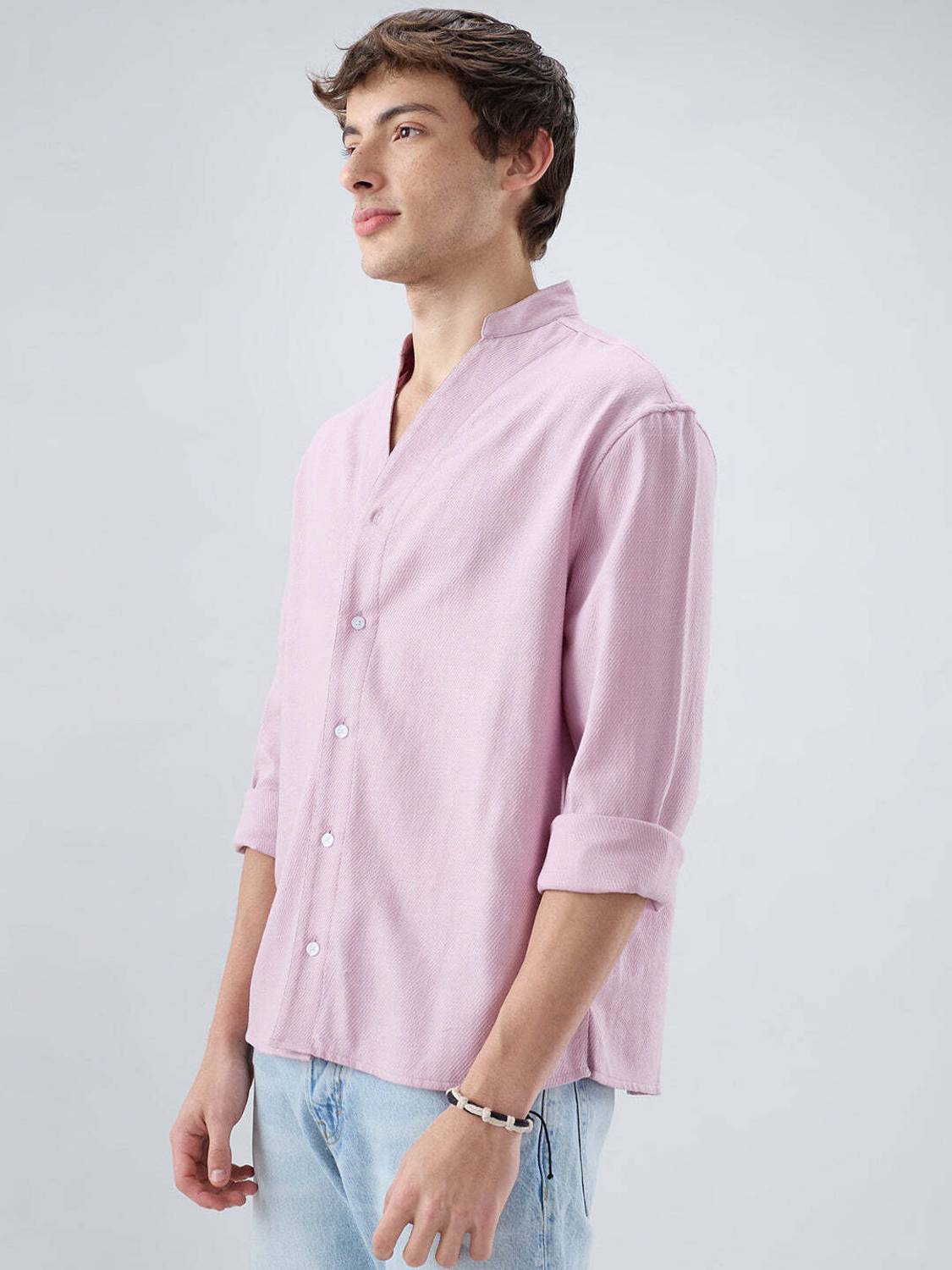 VASTRADO Men Solid Casual Pink Shirt - Image 5