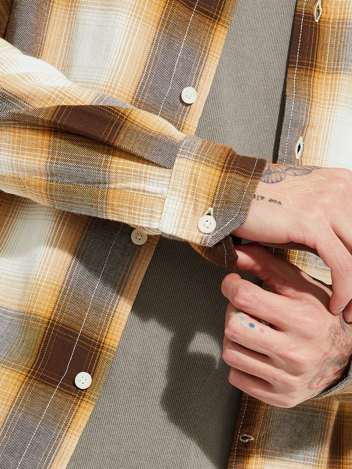 Image of MAX Men Checkered Casual Yellow Shirt