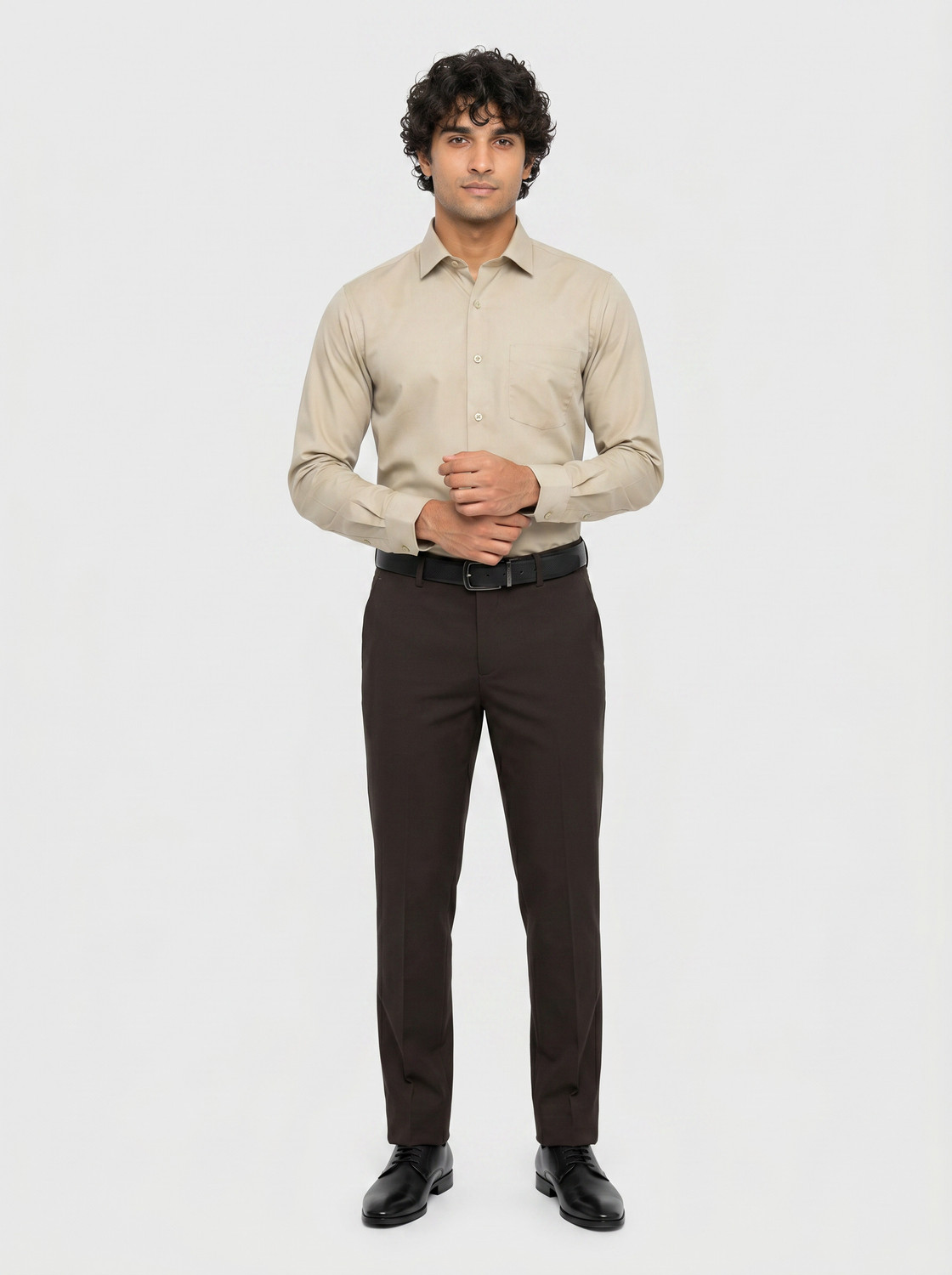Image of Blackberrys Men Slim Fit Self Design Cut Away Collar Formal Shirt