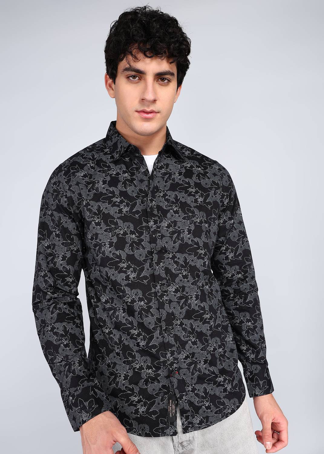 BEING HUMAN Men Printed Casual Black Shirt