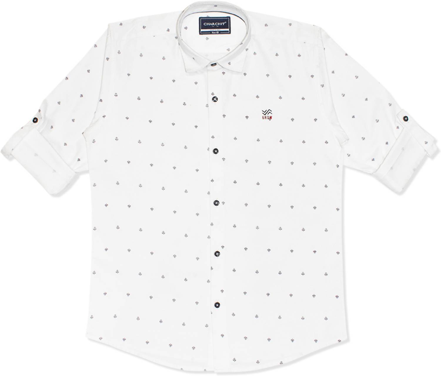 Charchit Boys Printed Casual White Shirt