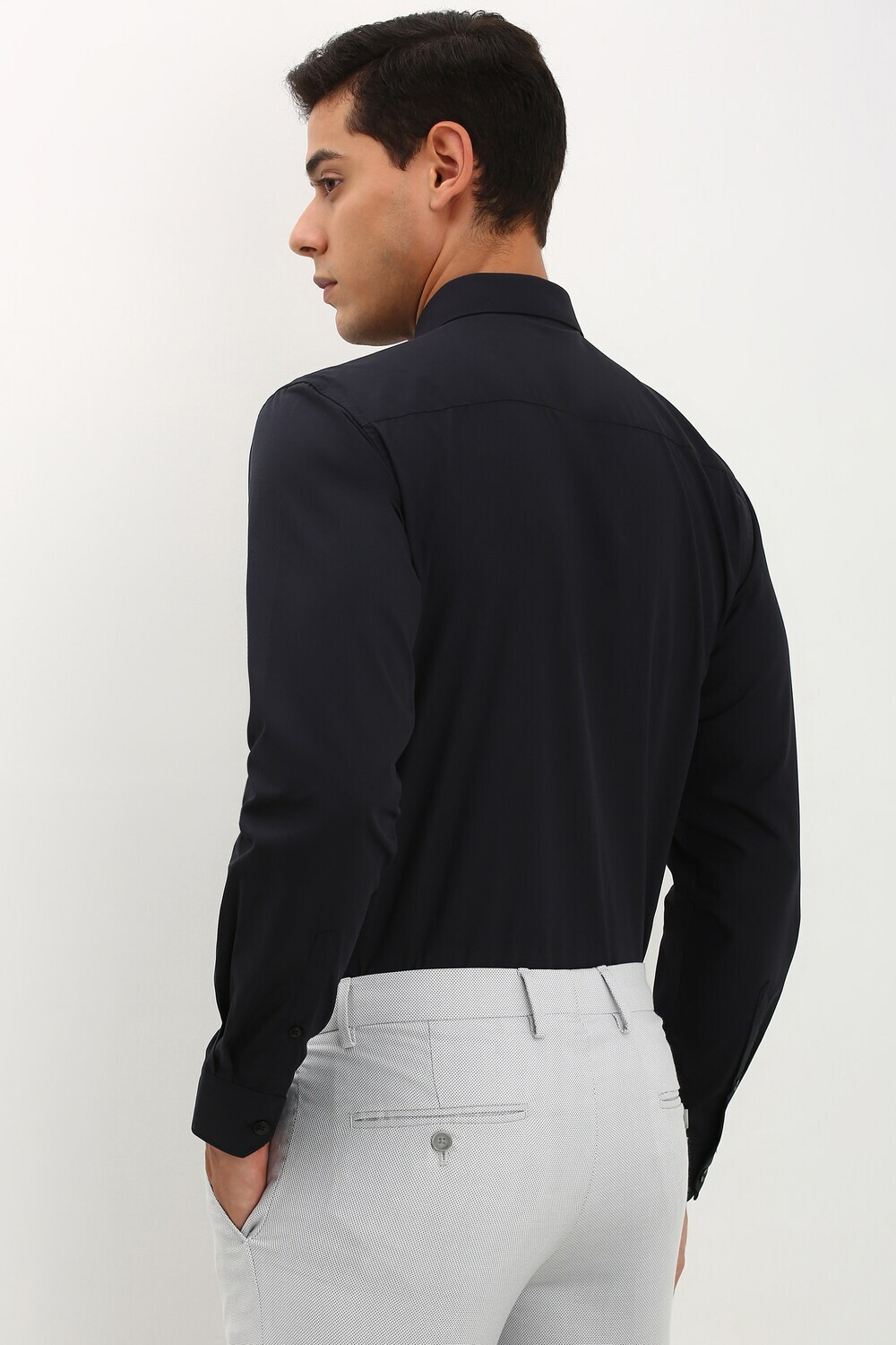 Image of Allen Solly Men Solid Formal Black Shirt