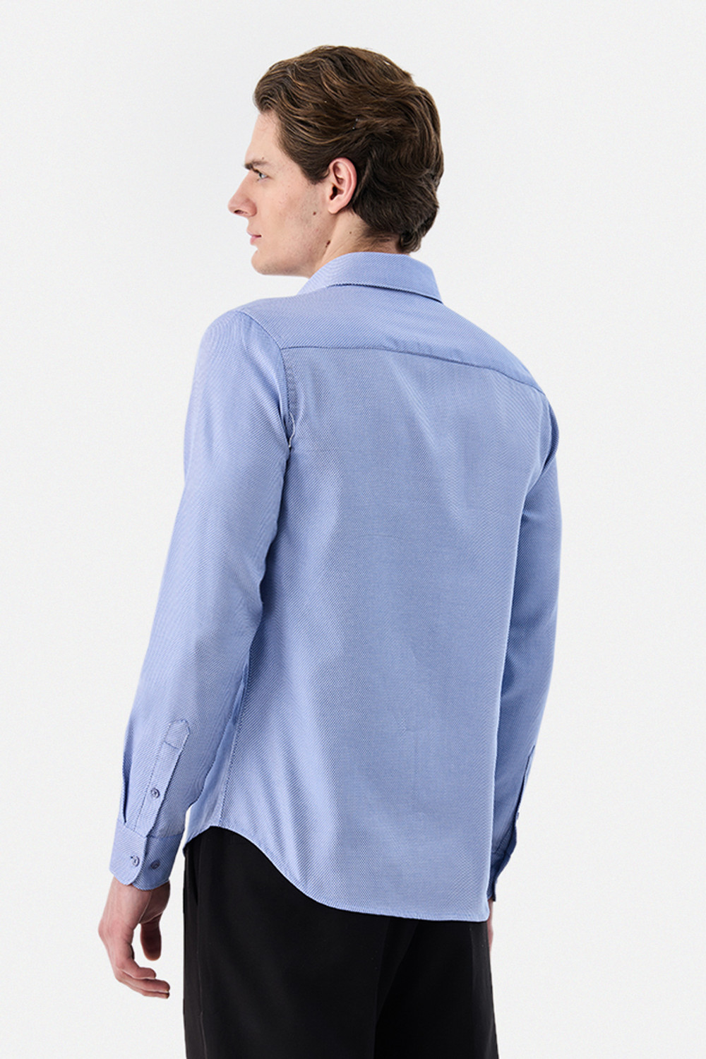 Image of Snitch Men Checkered Formal Light Blue Shirt