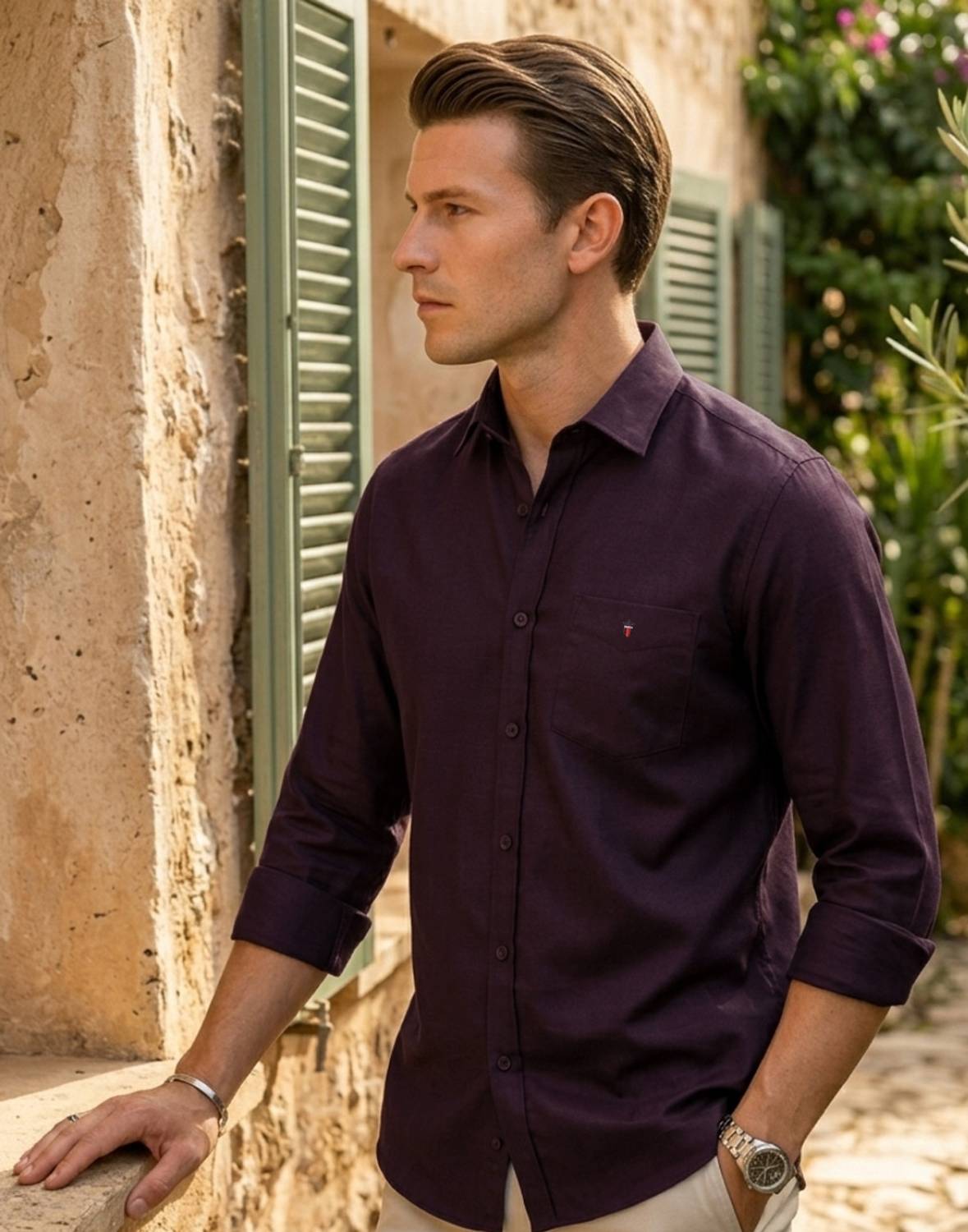 Louis Philippe Men Purple Casual Shirt - Image 3