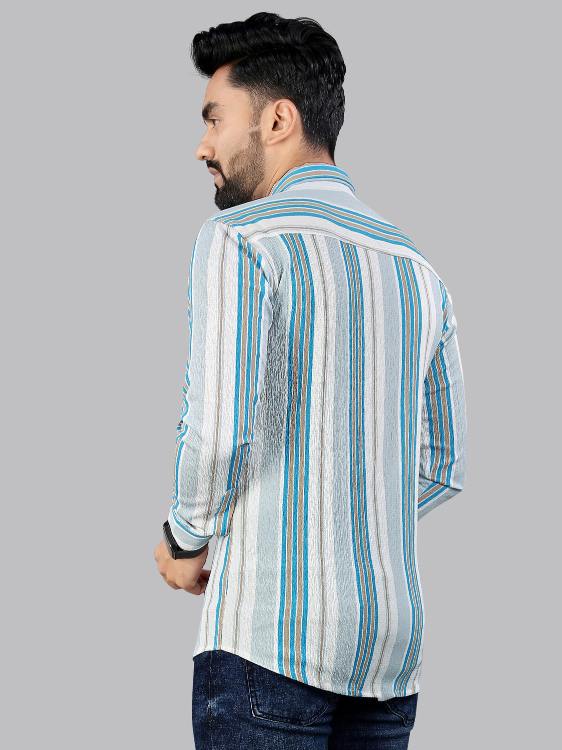 Image of METRONAUT Men Striped Casual Multicolor Shirt