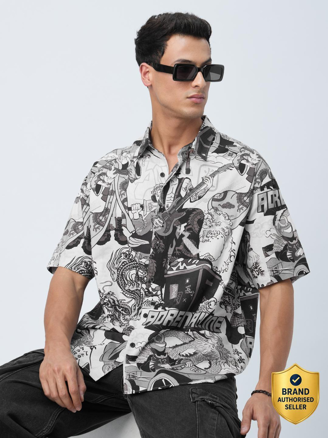 The Souled Store Men Graphic Print Casual White Shirt