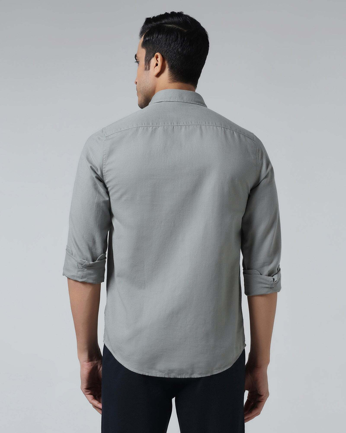Image of Blackberrys Men Solid Casual Grey Shirt
