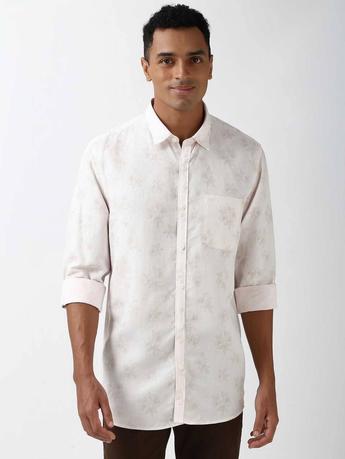 Image of PETER ENGLAND Men Printed Casual White Shirt