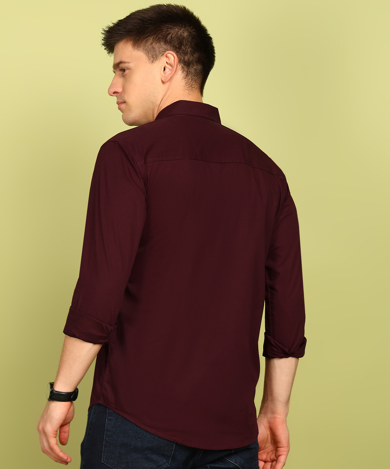 Image of FUBAR Men Solid Formal Maroon Shirt