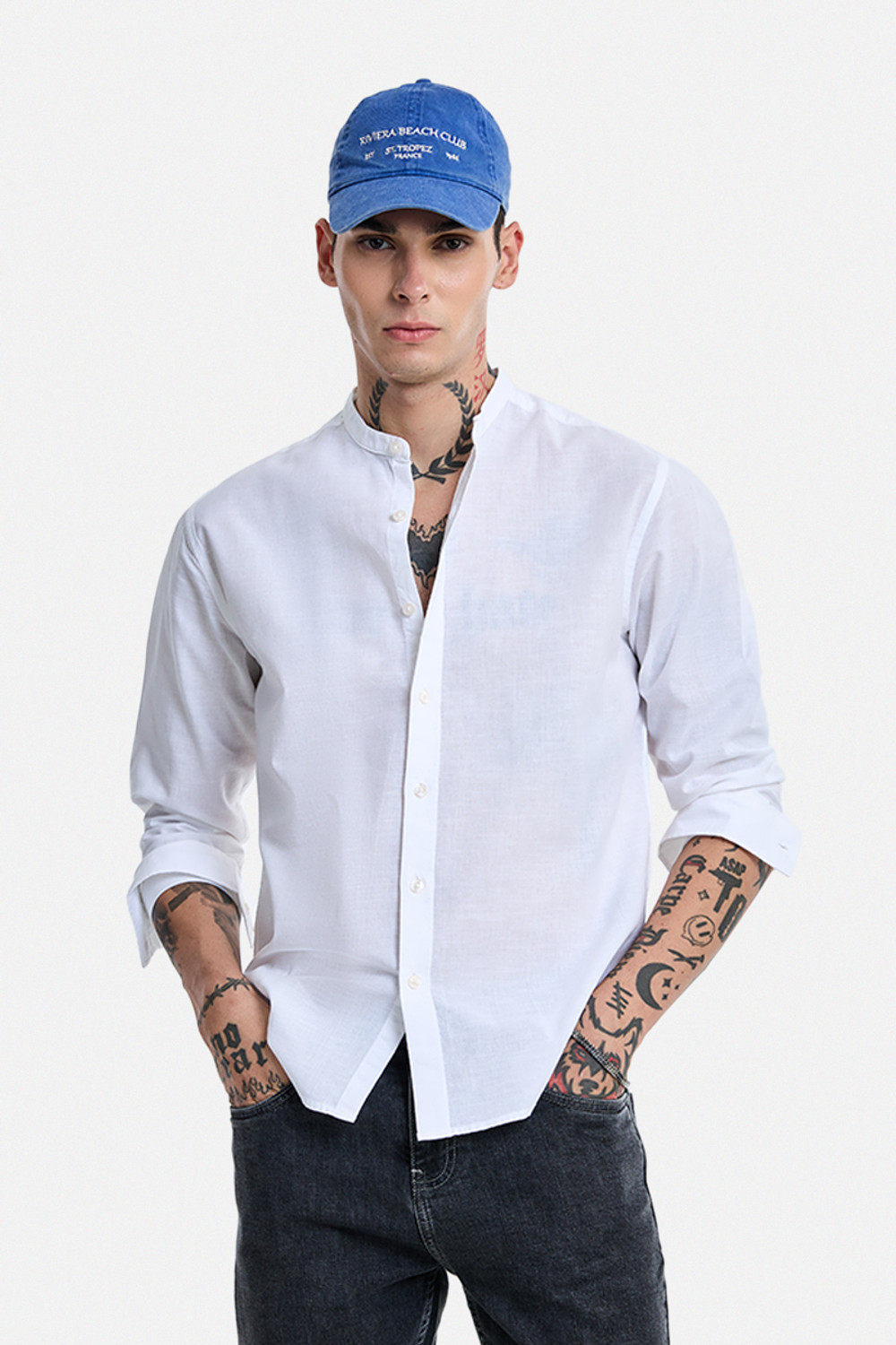Snitch Men Solid Casual White Shirt