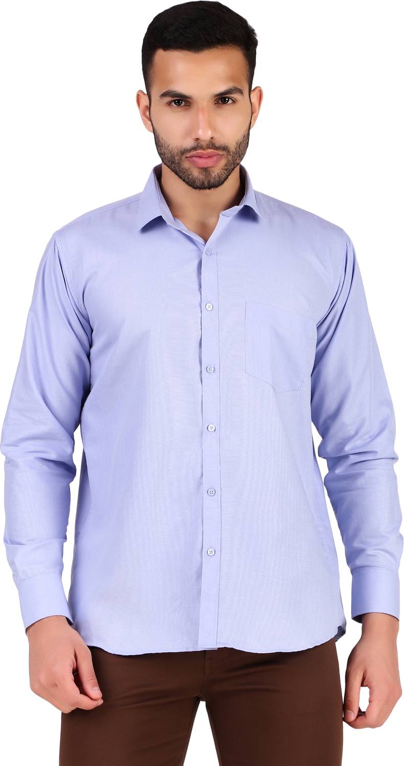 BALESHWAR Men Solid Casual Blue Shirt
